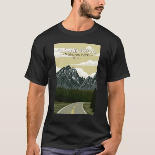 Grand Teton National Park Wyoming Road Vintage T_Shirt