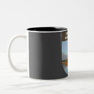 Grand Teton National Park - Wyoming Two-Tone Coffee Mug