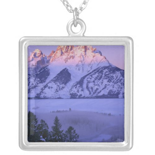 GRAND TETON NATIONAL PARK WYOMING USA Fog  Silver Plated Necklace