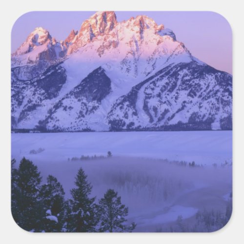 GRAND TETON NATIONAL PARK WYOMING USA Fog  Square Sticker