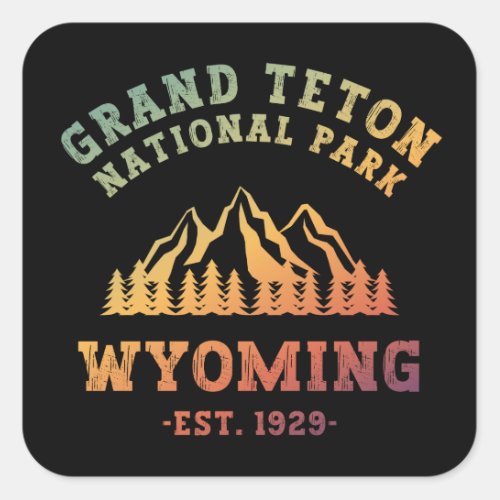 Grand Teton National Park Wyoming USA Gradient Square Sticker