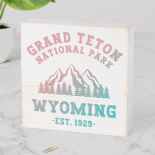 Grand Teton National Park Wyoming USA Gradient Wooden Box Sign