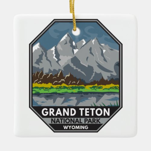 Grand Teton National Park Wyoming Vintage Ceramic Ornament