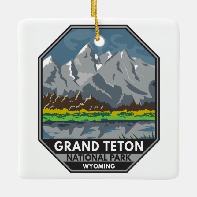 Grand Teton National Park Wyoming Vintage Ceramic Ornament (Front)