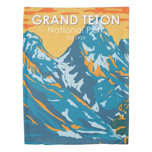 Grand Teton National Park Wyoming Vintage Duvet Cover