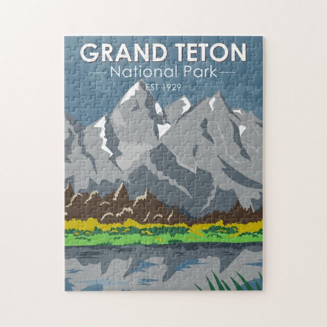 Grand Teton National Park Wyoming Vintage Jigsaw Puzzle (Vertical)