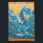 Grand Teton National Park Wyoming Vintage Kitchen Towel<br><div class="desc">Grand Teton vector artwork in a window style design. The park includes the major peaks of the Teton Range as well as most of the northern sections of the valley known as Jackson Hole.</div>