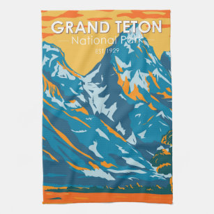 Grand Teton National Park Wyoming Vintage Kitchen Towel
