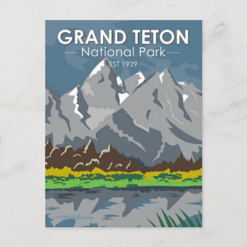 Grand Teton National Park Wyoming Vintage Postcard