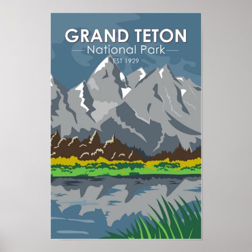 Grand Teton National Park Wyoming Vintage  Poster