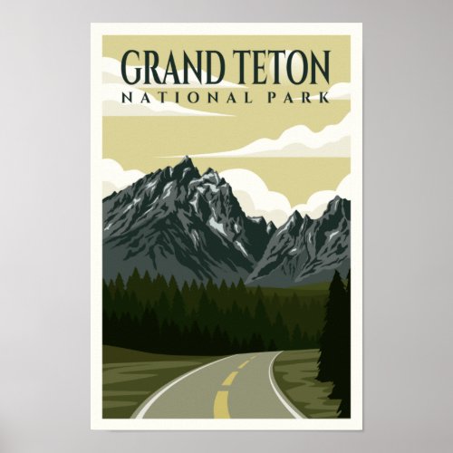 Grand Teton National Park Wyoming Vintage Poster