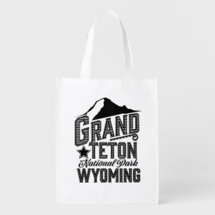 Grand Teton National Park, Wyoming Vintage poster Grocery Bag