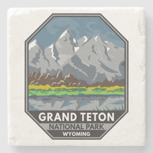 Grand Teton National Park Wyoming Vintage  Stone Coaster
