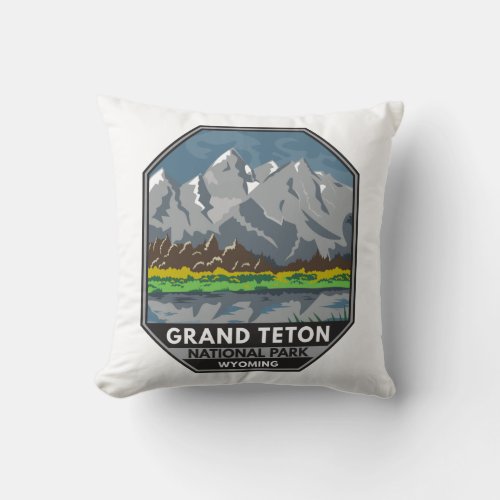 Grand Teton National Park Wyoming Vintage  Throw Pillow