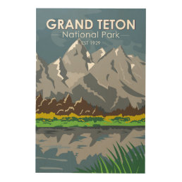 Grand Teton National Park Wyoming Vintage Wood Wall Art