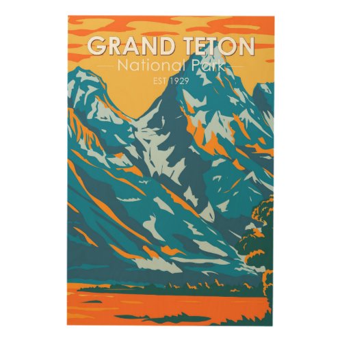 Grand Teton National Park Wyoming Vintage  Wood Wall Art