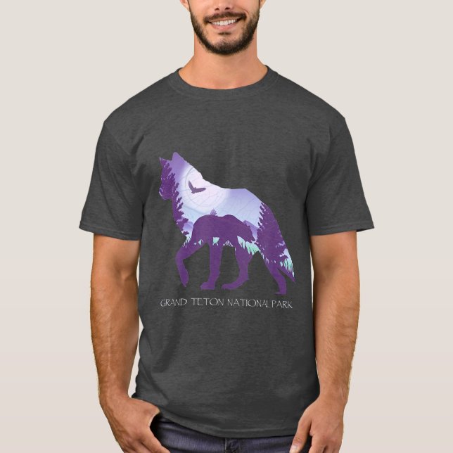 Grand Teton National Park Wyoming Wolf T-Shirt (Front)