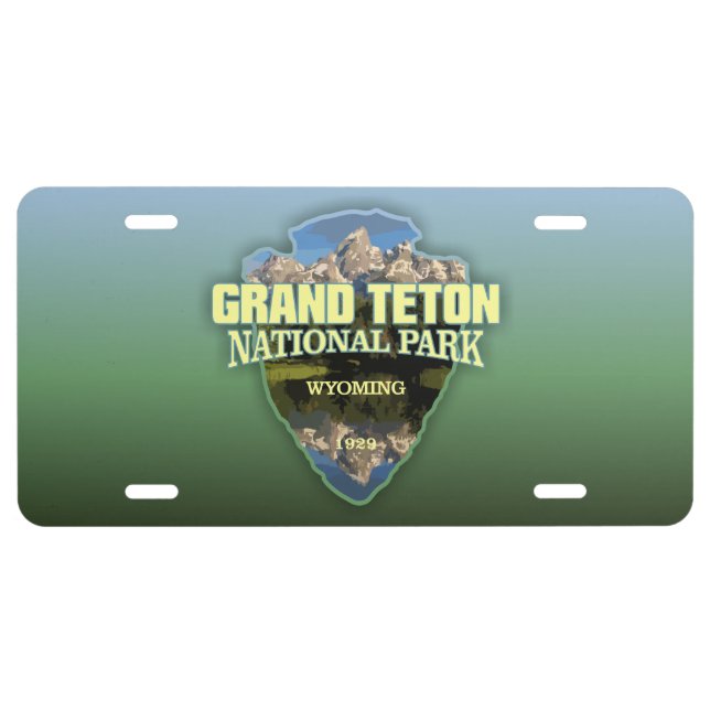 Grand Teton NP (arrowhead) License Plate (Front)