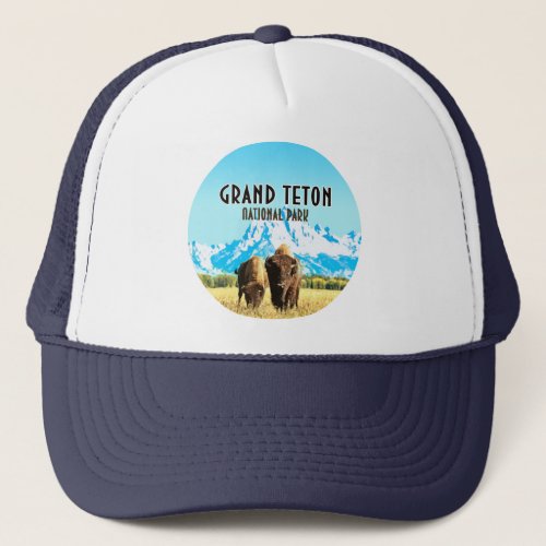 Grand Teton Park Wyoming Vintage Travel Trucker Hat