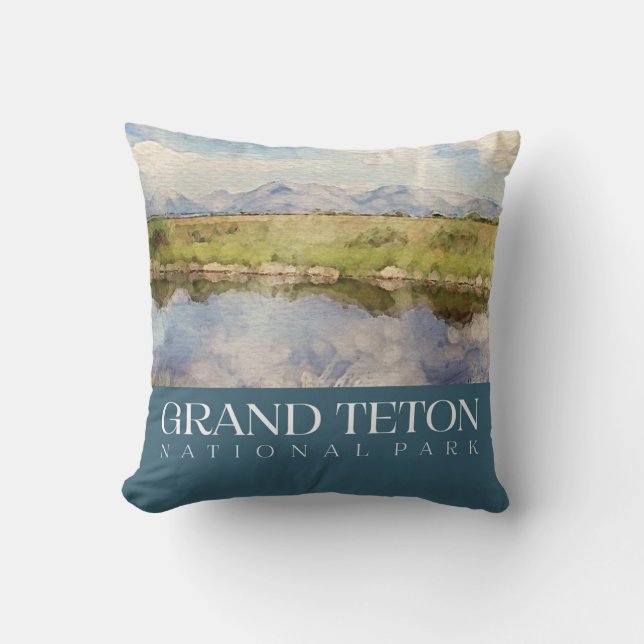 Grand Teton Pillow, National Park Throw Pillow (Front)