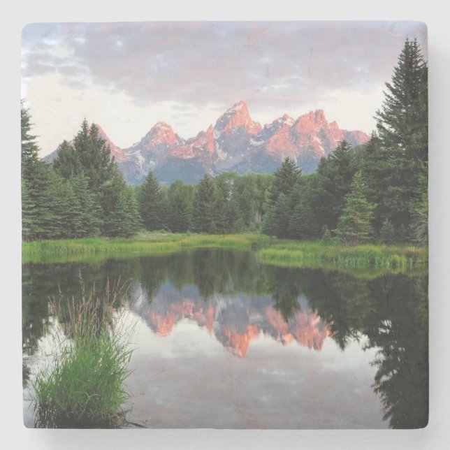 Grand Teton Reflections Over the Beaver Pond Stone Coaster (Front)