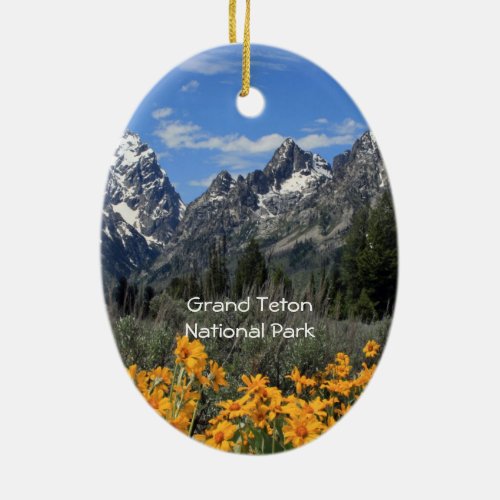 Grand Teton Springtime Souvenir Photo Ceramic Ornament