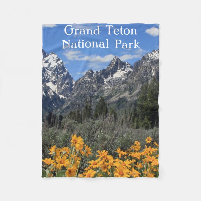 Grand Teton Springtime Souvenir Photo Fleece Blanket (Front)