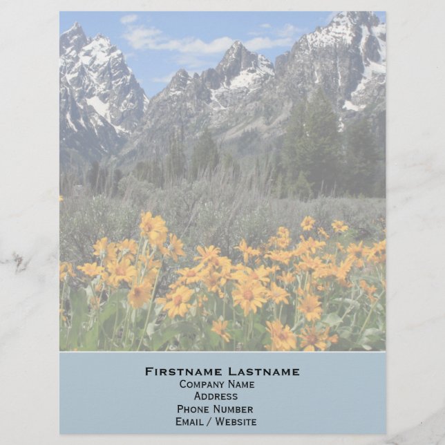 Grand Teton Springtime Souvenir Photo Letterhead (Front)