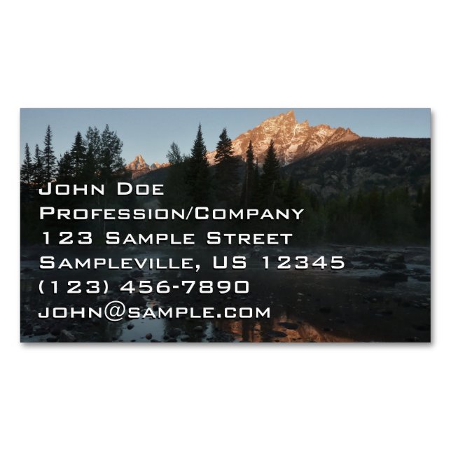 Grand Teton Sunrise at Cottonwood Creek Business Card Magnet (Front)