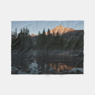 Grand Teton Sunrise at Cottonwood Creek Fleece Blanket