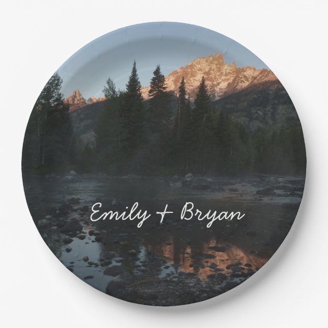 Grand Teton Sunrise at Cottonwood Creek Paper Plates (Front)