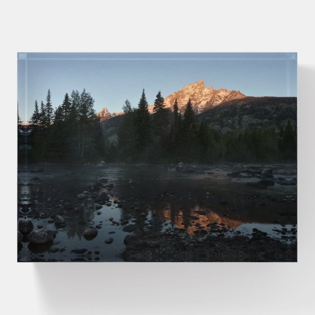 Grand Teton Sunrise at Cottonwood Creek Paperweight (Front)