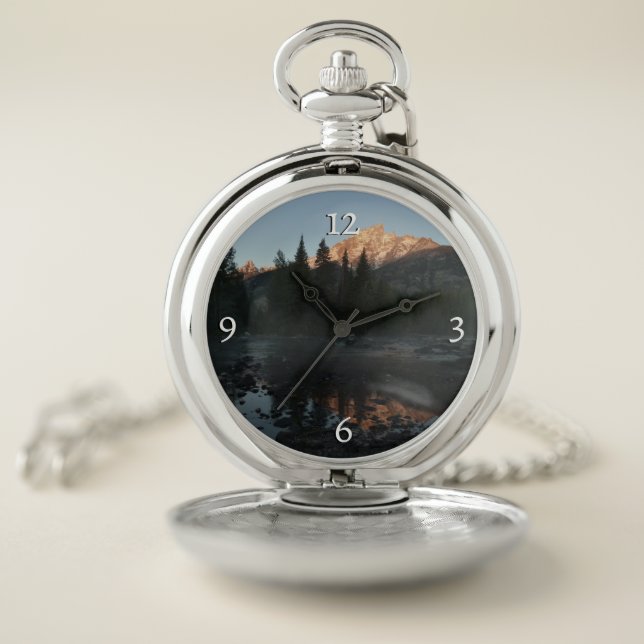 Grand Teton Sunrise at Cottonwood Creek Pocket Watch (Inside)