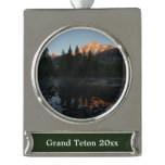 Grand Teton Sunrise at Cottonwood Creek Silver Plated Banner Ornament