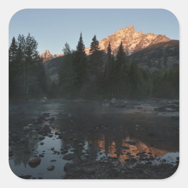 Grand Teton Sunrise at Cottonwood Creek Square Sticker (Front)