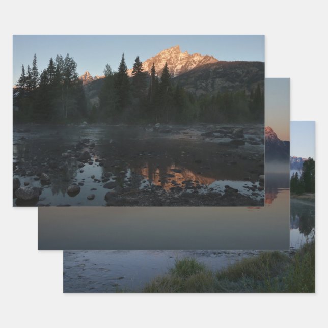 Grand Teton Sunrise at Cottonwood Creek Wrapping Paper Sheets (Set)