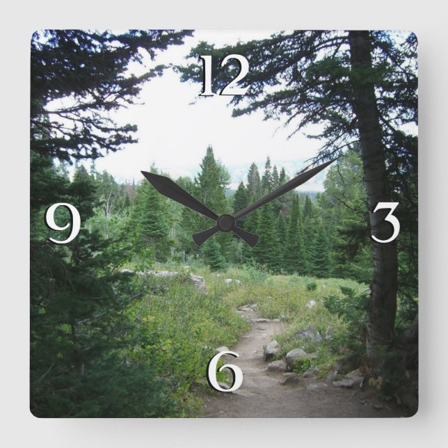 Grand Teton Trail Square Wall Clock (Front)