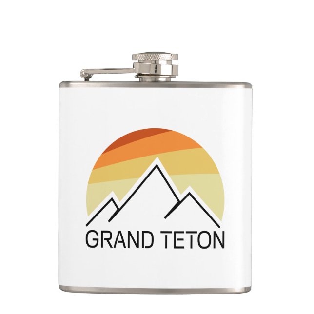 Grand Teton Wyoming Retro Flask (Front)