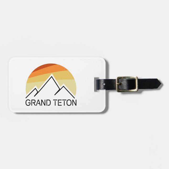 Grand Teton Wyoming Retro Luggage Tag (Front Horizontal)