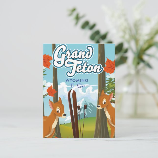 Grand Teton Wyoming to ski. Postcard (Standing Front)