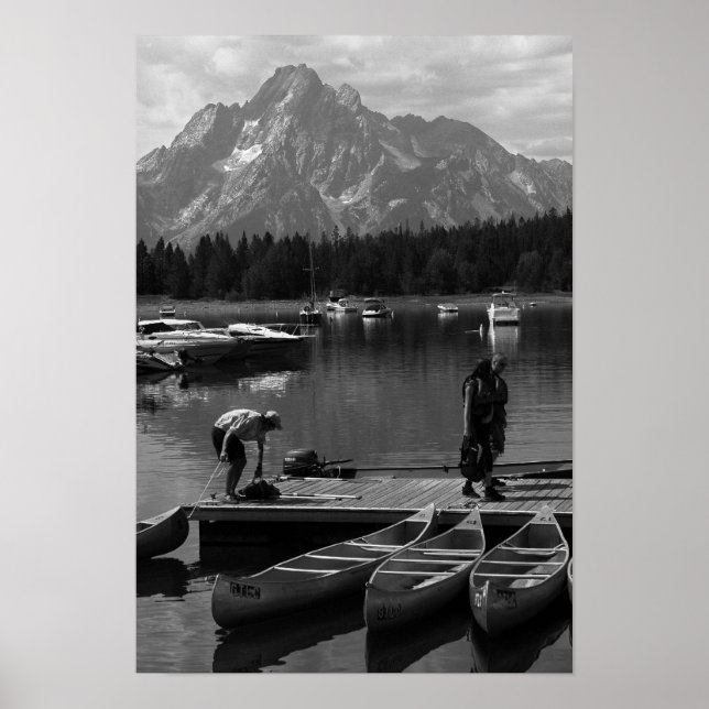 Grand Tetons and Canoes Poster (Front)
