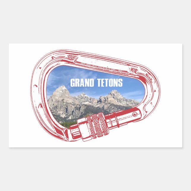 Grand Tetons Climbing Carabiner Rectangular Sticker (Front)