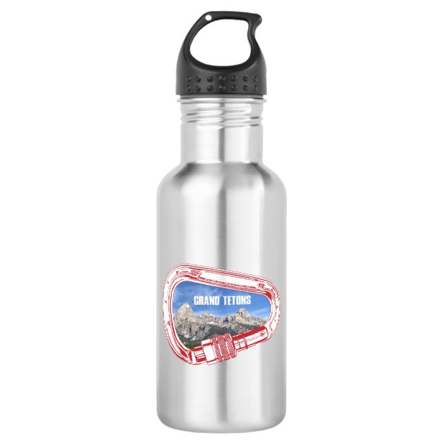 Grand Tetons Climbing Carabiner Stainless Steel Water Bottle (Front)