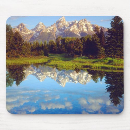 Grand Tetons reflecting in the Snake River Mouse Pad