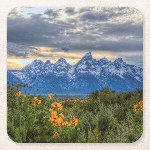 Grand Tetons Square Paper Coaster