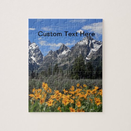 Grand Tetons with Yellow Flowers Jigsaw Puzzle