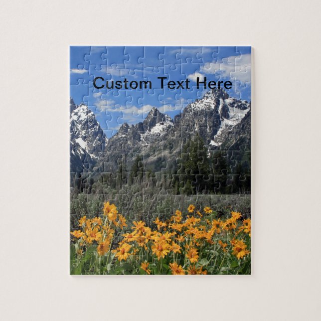 Grand Tetons with Yellow Flowers Jigsaw Puzzle (Vertical)