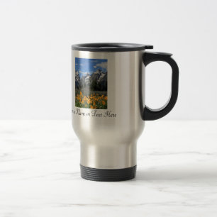 Grand Tetons with Yellow Flowers Travel Mug