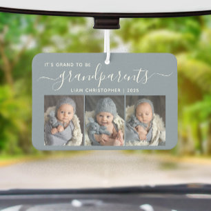 Grand To Be Grandparents 3 Photo Dusty Blue Air Freshener