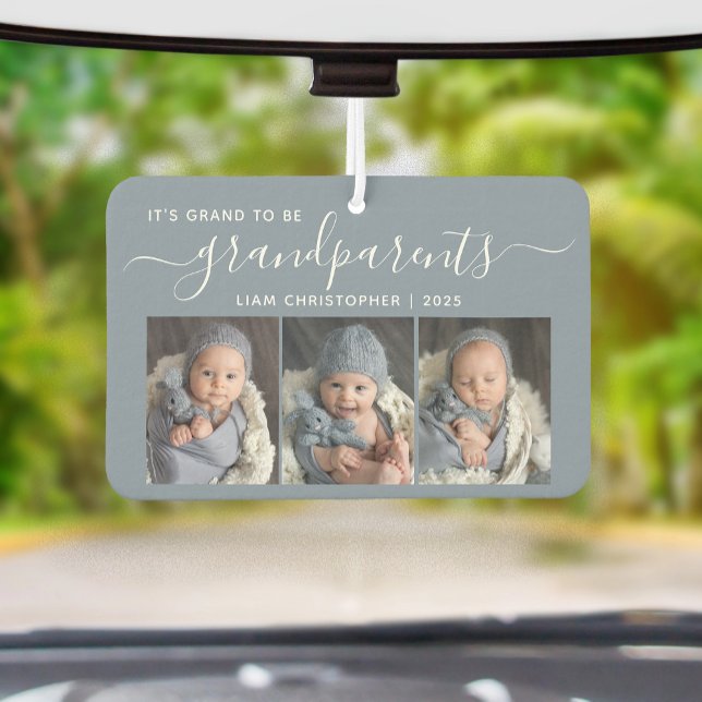 Grand To Be Grandparents 3 Photo Dusty Blue Air Freshener (Creator Uploaded)